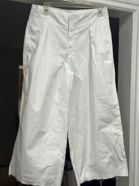 Velvet Wide Leg White and Black Cotton Culotte Pants